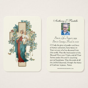Virgin Mary Funeral Memorial Prayer Heliga Card Visitkort