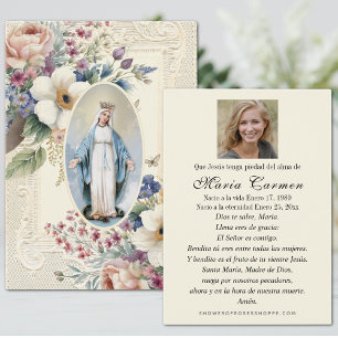 Virgin Mary Funeral Memorial Prayer Visitkort
