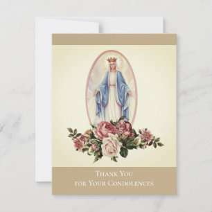 Virgin Mary Funeral Sympathy Heliga Card-Tack Tack Kort