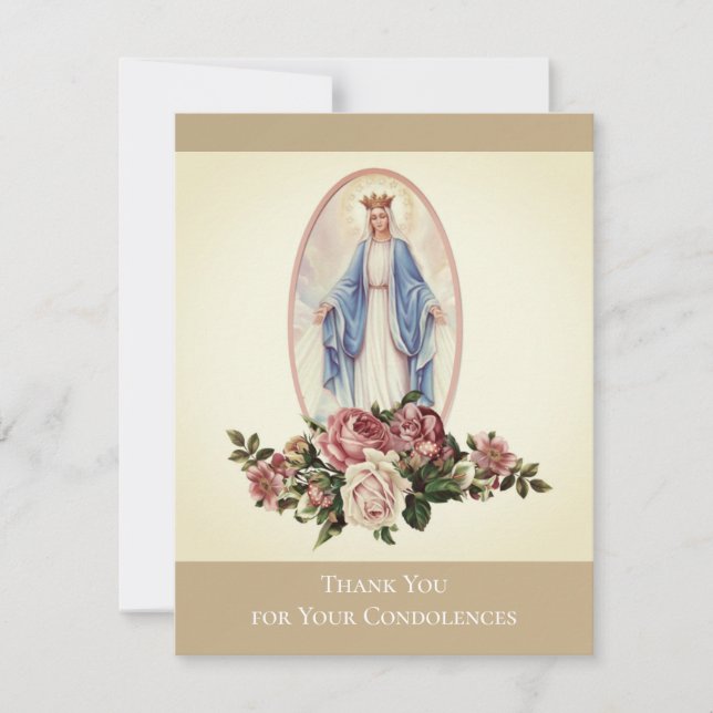 Virgin Mary Funeral Sympathy Heliga Card-Tack Tack Kort (Framsida)