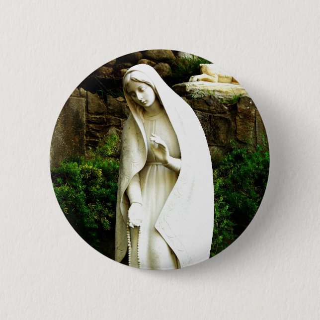 Virgin Mary Garden Statue Pin Knapp (Framsida)