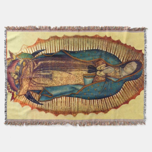 Virgin Mary Guadalupe Fullt Tilma Throw Blanket Mysfilt (Framsidan)