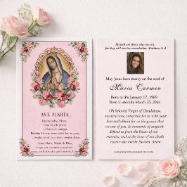 Virgin Mary Guadalupe Roses Catholic Funeral Visitkort
