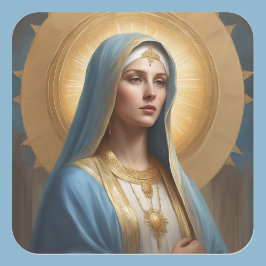Virgin Mary Halo A Modern katolik Icon Fyrkantigt Klistermärke