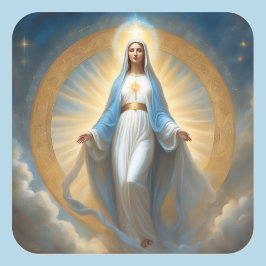 Virgin Mary Halo Himmelsk representation Fyrkantigt Klistermärke