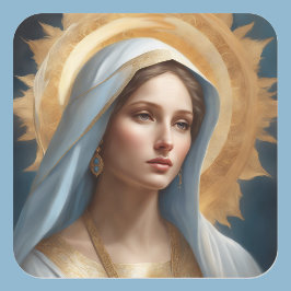 Virgin Mary Halo Modern katolisk ikon Fyrkantigt Klistermärke