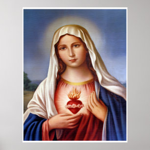 Virgin Mary Helig Heart Poster