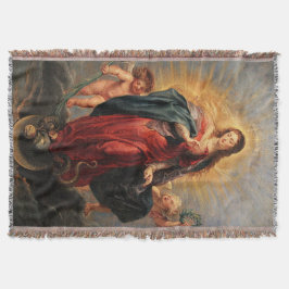 Virgin Mary Immaculate Heart Throw Blanket Mysfilt