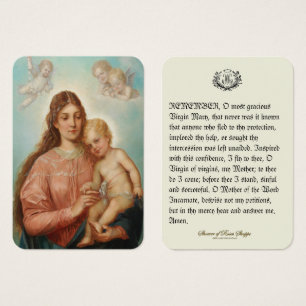 Virgin Mary Jesus Änglar Memorare Prayer Visitkort
