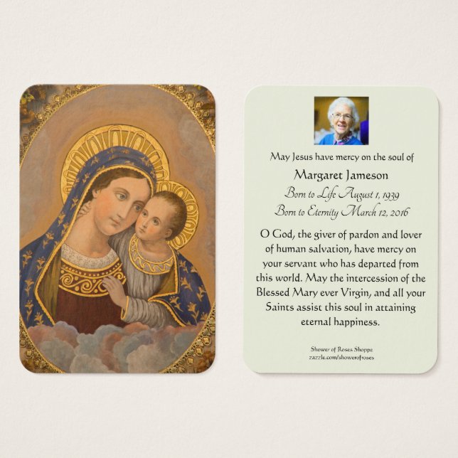 Virgin Mary Jesus Bra Counsel Funeral Religiösa Visitkort (Framsida & baksida)