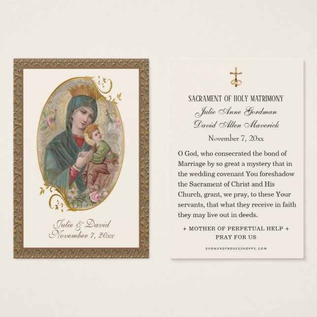 Virgin Mary Jesus Bröllop Scripture Prayer Card Visitkort (Framsida & baksida)