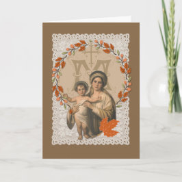 Virgin Mary Jesus Catholik Thanksgiving Autumn Helgkort