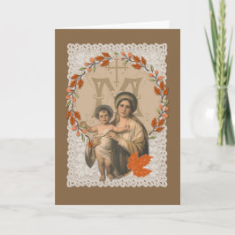 Virgin Mary Jesus Catholik Thanksgiving Autumn Hol Helgkort