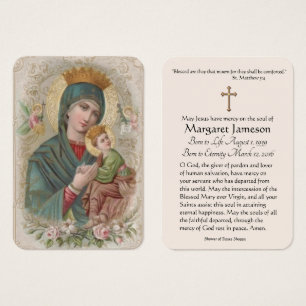 Virgin Mary Jesus Funeral Heliga Card - Visitkort