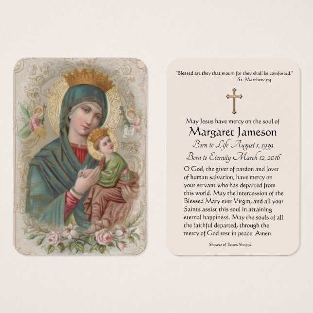 Virgin Mary Jesus Funeral Heliga Card - Visitkort (Framsida & baksida)