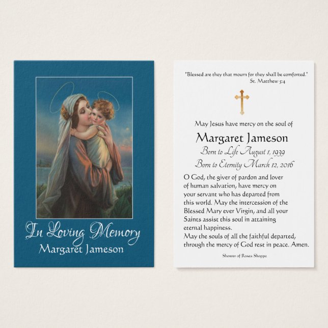 Virgin Mary Jesus Funeral Heliga Card - Visitkort (Framsida & baksida)