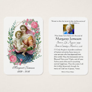 Virgin Mary Jesus Funeral Heliga Card - Visitkort