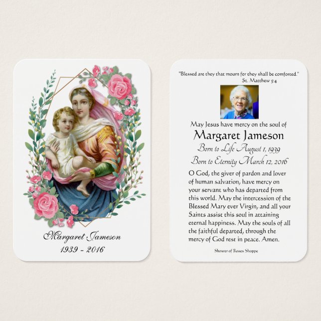 Virgin Mary Jesus Funeral Heliga Card - Visitkort (Framsida & baksida)