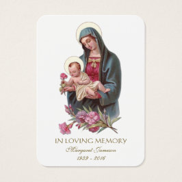 Virgin Mary Jesus Funeral Heliga Card - Visitkort
