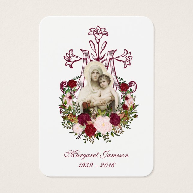 Virgin Mary Jesus Funeral Heliga Card - Visitkort (Framsidan)