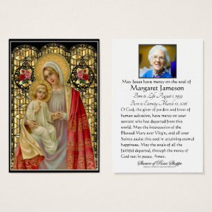 Virgin Mary Jesus Funeral Memorial Heliga Card Visitkort
