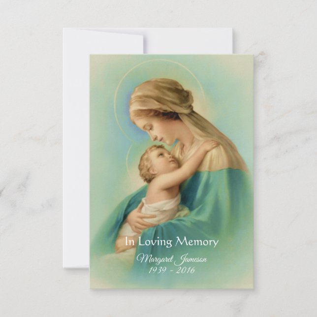 Virgin Mary Jesus Funeral Memorial Prayer Heliga — Inbjudningar (Framsida)