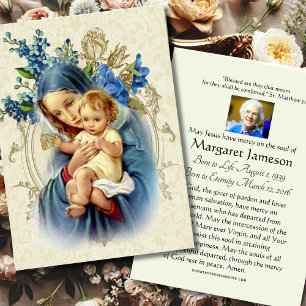 Virgin Mary Jesus Funeral Prayer Memorial Card Visitkort