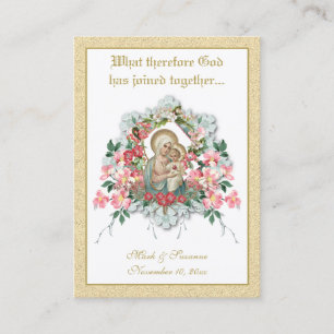 Virgin Mary Jesus Heliga Card för katolska bröllop Visitkort