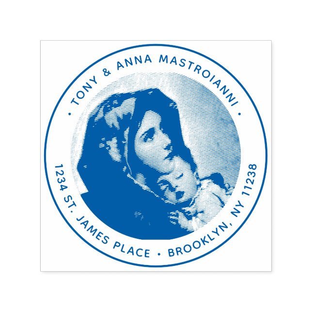 Virgin Mary & Jesus Jul Returadress Självfärgande Stämpel (Design)