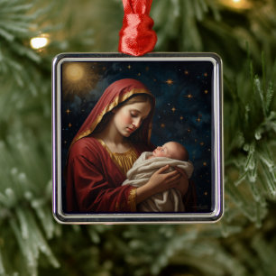 Virgin Mary & Jesus jultomhet Julgransprydnad Metall