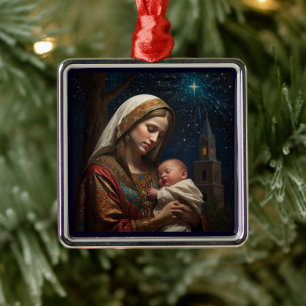 Virgin Mary & Jesus jultomhet Julgransprydnad Metall