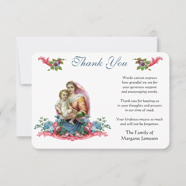 Virgin Mary Jesus katolska Tack Condolence (Framsida)