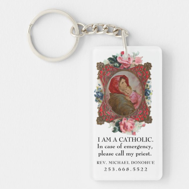 Virgin Mary Jesus Keychain, katolsk ID-Religiösa (Framsidan)