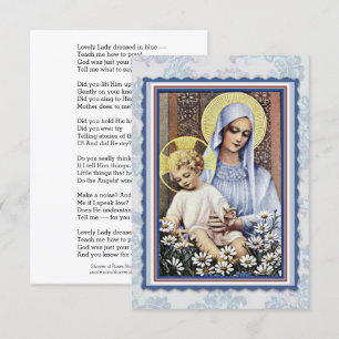 Virgin Mary Jesus Loely Dam som är fördärvad i blå Inbjudningar