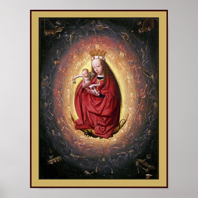 Virgin Mary & Jesus med Änglar spelar musik Poster (Framsidan)