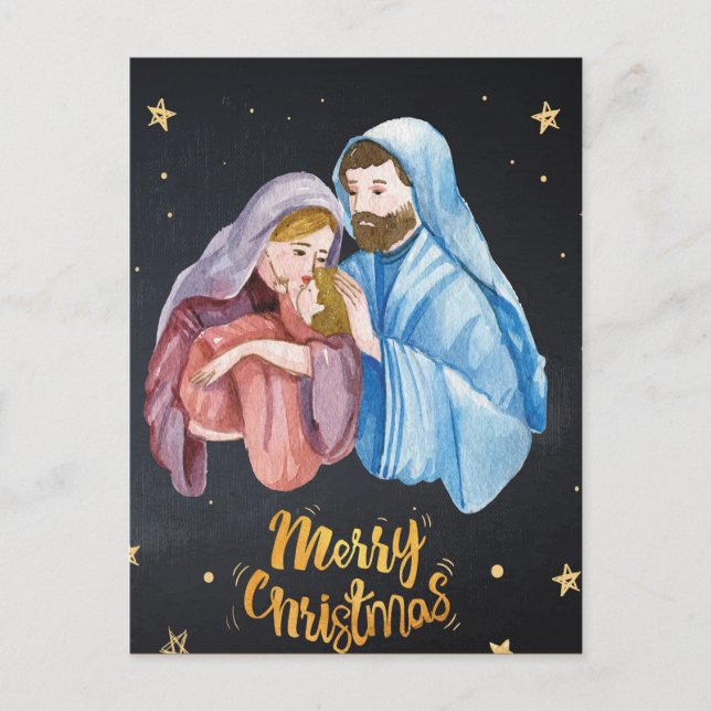 Virgin Mary Jesus Nativitetjul Vykort (Framsida)
