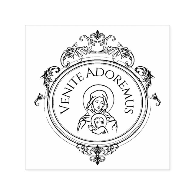 Virgin Mary Jesus Religiösa Catholik Självfärgande Stämpel (Design)