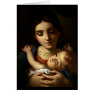 Virgin Mary Jesus Rosary Catholic Signani Hälsningskort