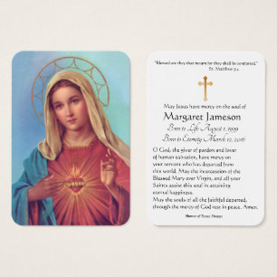 Virgin Mary Katolsk begravningskort för Heliga - Visitkort