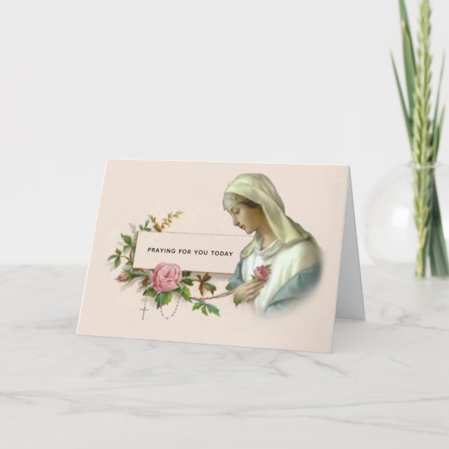 Virgin Mary Katolsk Heliga Rosary Rosa Mystica Kort (Framsida)