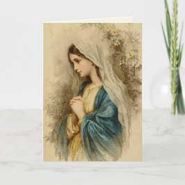 Virgin Mary Lilies Religious Vintage Scripture Kort