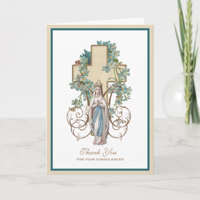 Virgin Mary Lourdes Catholique Condolence Tack (Framsida)