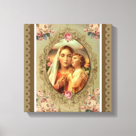 Virgin Mary Madonna Child Jesus Ro Rosary Canvastryck