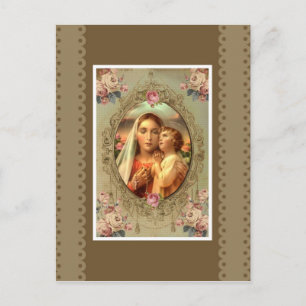 Virgin Mary Madonna Child Jesus Rosary Ro Vykort