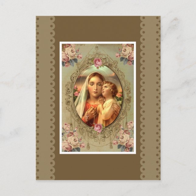 Virgin Mary Madonna Child Jesus Rosary Ro Vykort (Framsida)