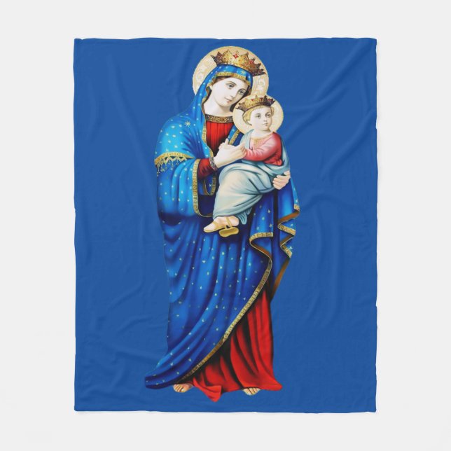 Virgin Mary med Baby Jesus Fleecefilt (Framsidan)