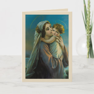 Virgin Mary med Baby Jesus, katolsk konst Helgkort