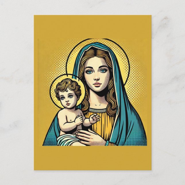 Virgin Mary med baby Jesus Kristus Vykort (Framsida)