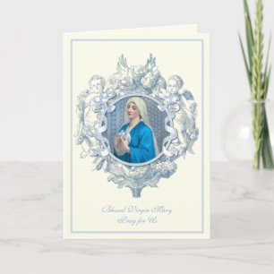 Virgin Mary med Doves Blue Änglar Religiösa Kort