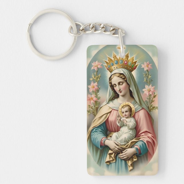 Virgin Mary med Jesus Child Keychain (Framsidan)